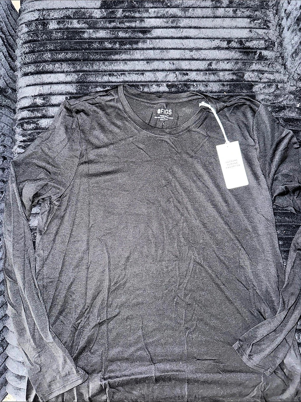 FIGS Women's Supersoft Long-Sleeve Underscrub Black Large